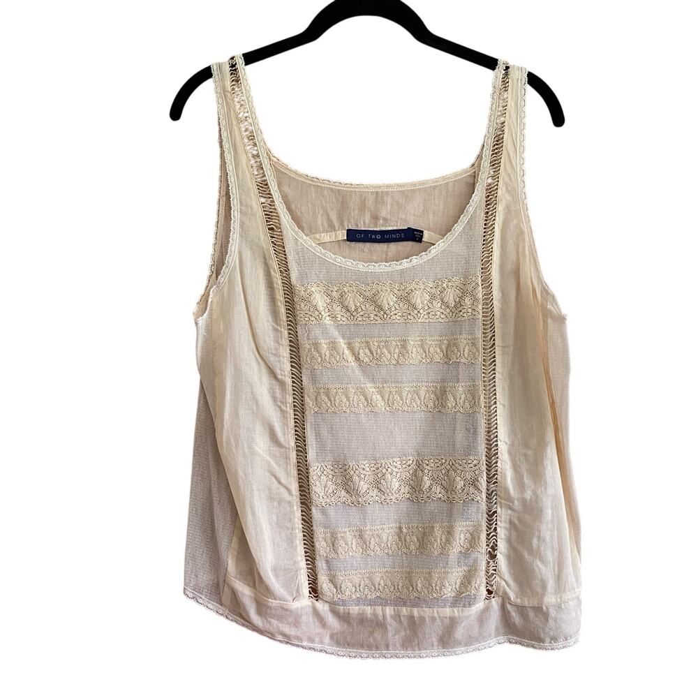 Of Two Minds Cream Semi Sheer Tank Size Small